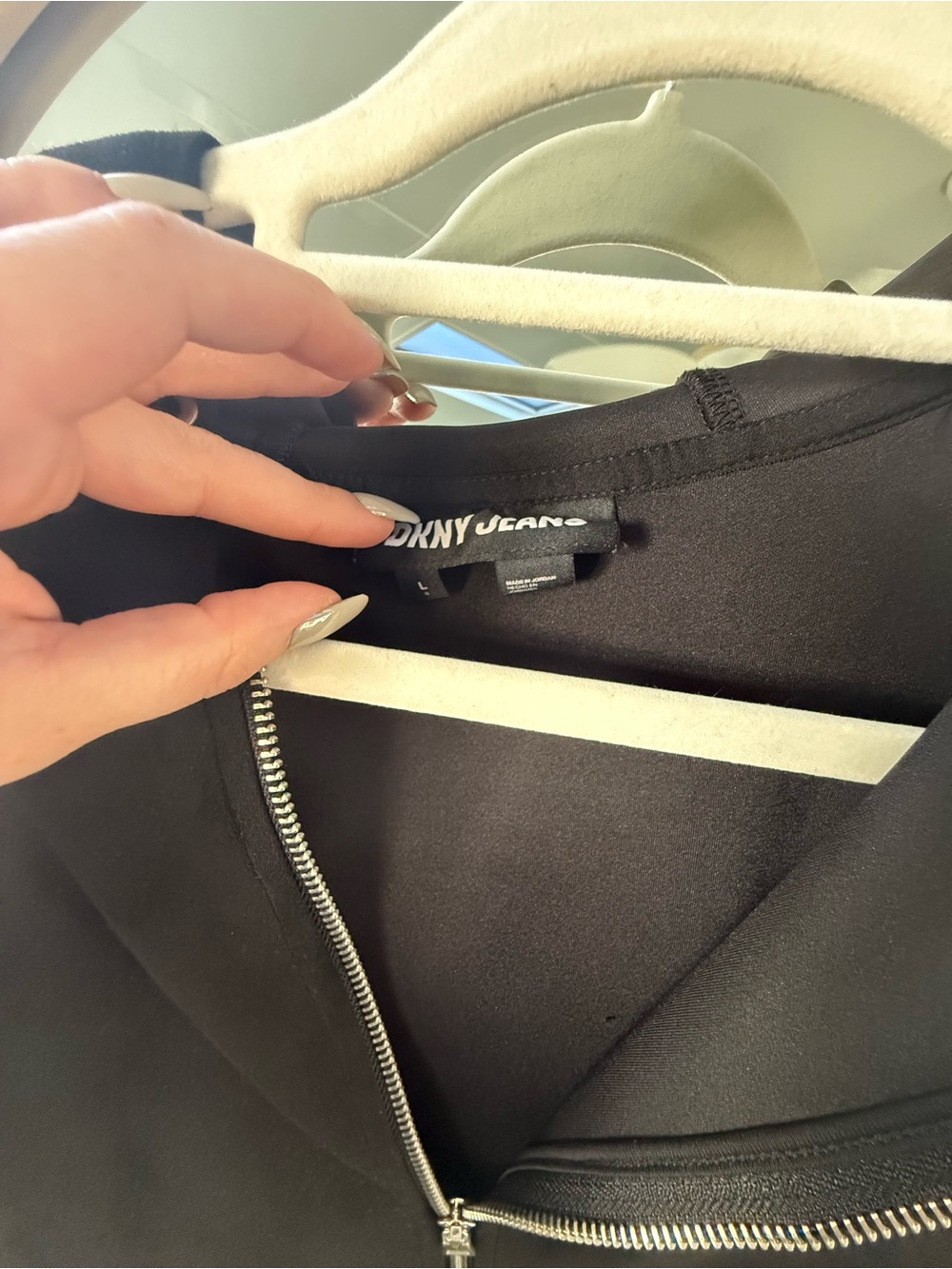 DKNY Jeans Black Zip-Up Hoodie with Front Pockets - Picture 2 of 4
